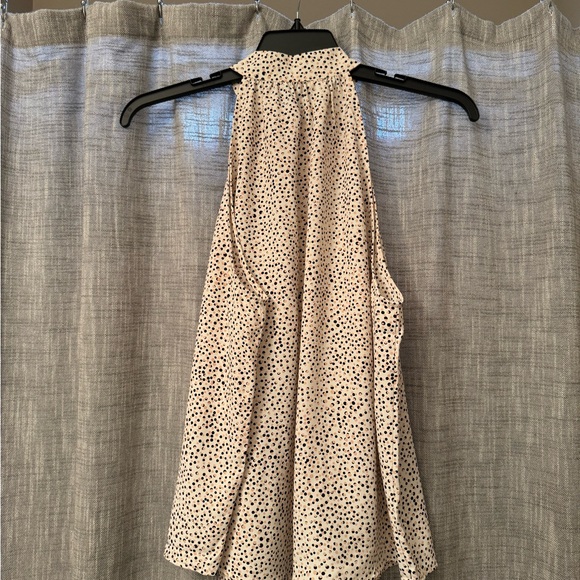 Sleeveless cream top with black and pinkish/tan dots, Express size XL - Picture 4 of 4